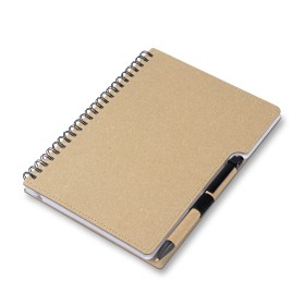 Caderno a5 capa em papelão reciclado com caneta Personalizado