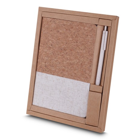 Kit Escritório A5 Capa em Cortiça e Caneta P Reciclado Corporativo