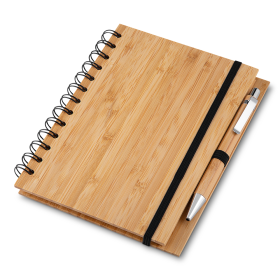 Caderno B6 Capa em Bambu com Caneta (18X13cm) para Brinde Personalizado
