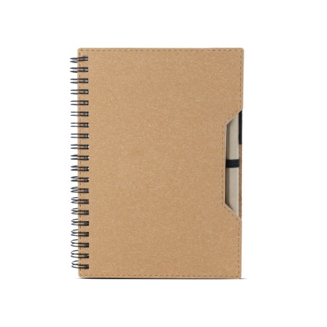 Caderno capa em papelão reciclado com caneta Personalizado