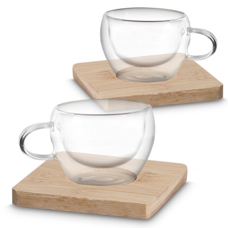 Conjunto de Xícaras de Vidro Borossilicato com Logotipo