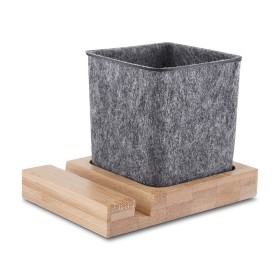 Porta Objetos/Smartphone em Feltro e Bambu com Logotipo