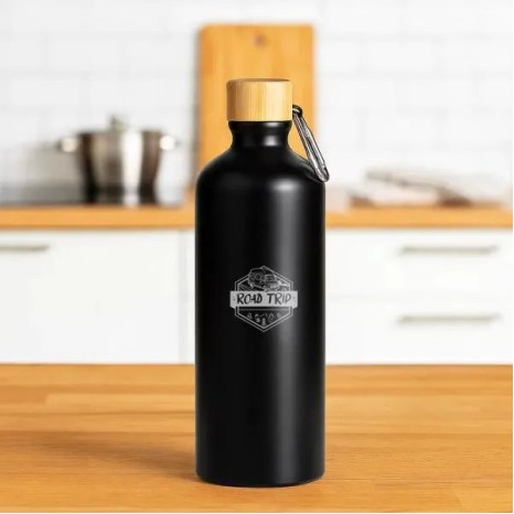 Garrafa em Alumínio Preta 1 Litro Personalizado