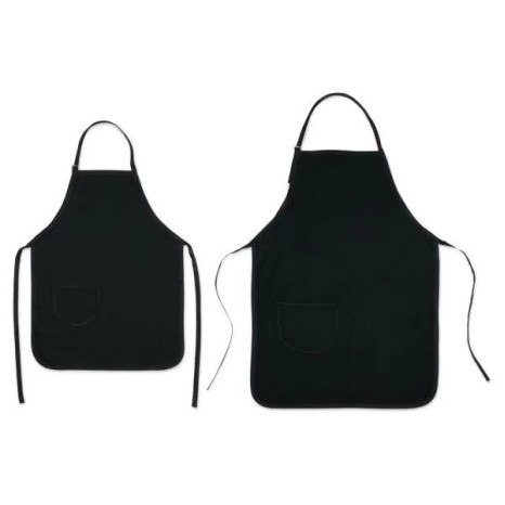 Avental e Avental Mini em Brim Preto 2 Pçs Personalizado