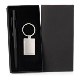 Caneta e Chaveiro Preto Personalizada