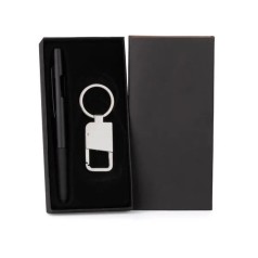 Caneta e Chaveiro Preto Personalizada