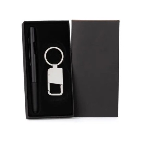 Caneta e Chaveiro Preto Personalizada