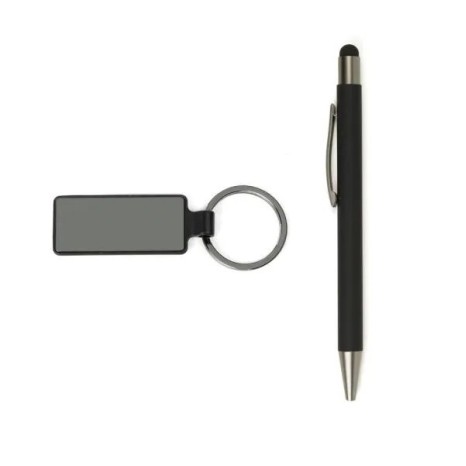 Caneta Chaveiro em Metal Retangular Personalizada