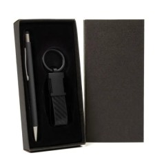 Caneta e Chaveiro em Metal Cinza Personalizada