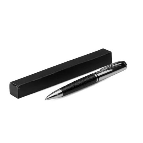 Caneta Esferográfica em Metal Cromado Preto Personalizada