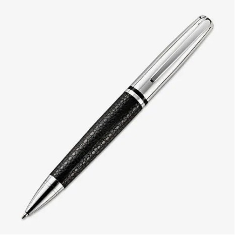 Caneta Esferográfica em Metal Cromado Preto Personalizada