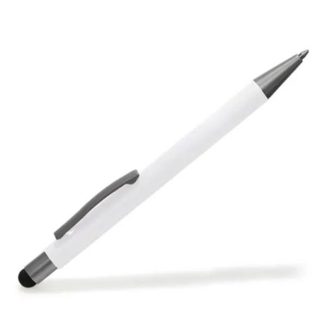 Caneta Esferográfica em Alumínio com Ponta Touch Branca Personalizada
