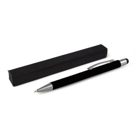 Caneta Esferográfica em Alumínio com Ponta Touch Preta Personalizada