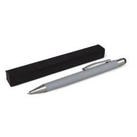 Caneta Esferográfica em Alumínio com Ponta Touch Cinza Personalizada