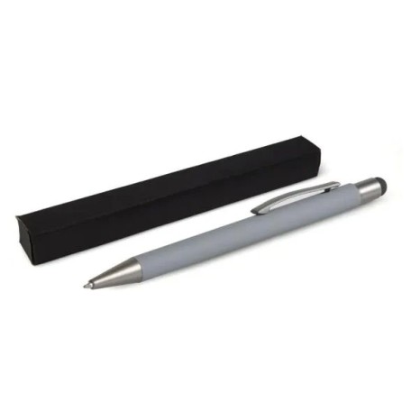 Caneta Esferográfica em Alumínio com Ponta Touch Cinza Personalizada