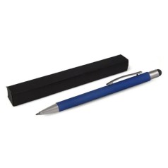 Caneta Esferográfica em Alumínio com Ponta Touch Azul Personalizada