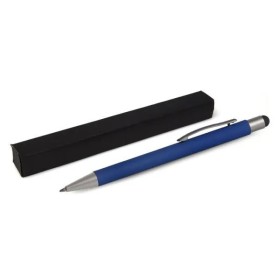 Caneta Esferográfica em Alumínio com Ponta Touch Azul Personalizada