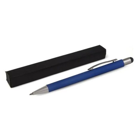 Caneta Esferográfica em Alumínio com Ponta Touch Azul Personalizada
