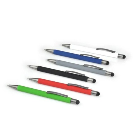 Caneta Esferográfica em Alumínio com Ponta Touch Azul Personalizada