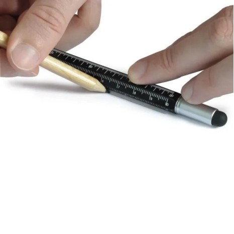 Caneta Esferográfica 6X1 em Alumínio Preta Personalizada