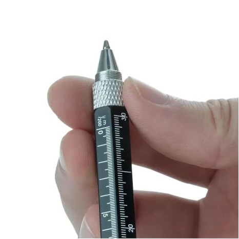 Caneta Esferográfica 6X1 em Alumínio Preta Personalizada