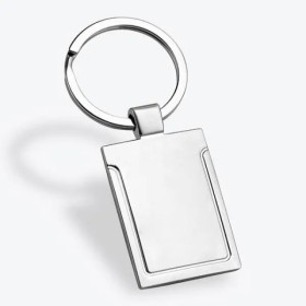 Chaveiro de Metal Prata Retangular Personalizado