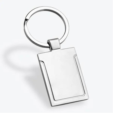 Chaveiro de Metal Prata Retangular Personalizado