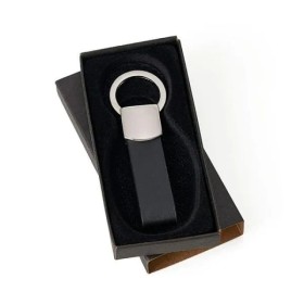 Chaveiro em Metal e Material Sintético Preto Redondo Personalizado