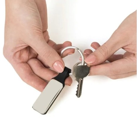 Chaveiro em Metal/Pu Prata/Preto Personalizado