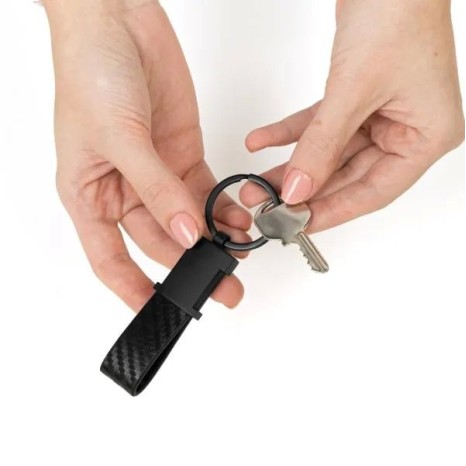 Chaveiro em Metal/Pu Preto Personalizado