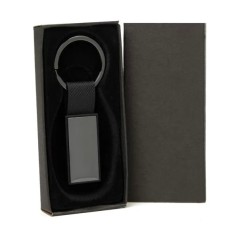 Chaveiro em Metal/Pu Cinza/Preto Personalizado