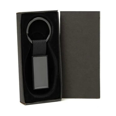 Chaveiro em Metal/Pu Cinza/Preto Personalizado