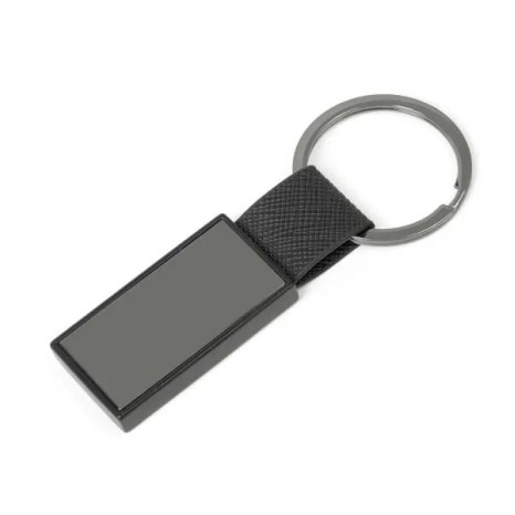 Chaveiro em Metal/Pu Cinza/Preto Personalizado