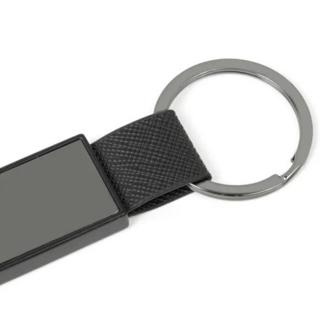 Chaveiro em Metal/Pu Cinza/Preto Personalizado