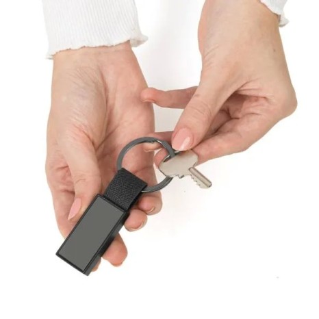 Chaveiro em Metal/Pu Cinza/Preto Personalizado