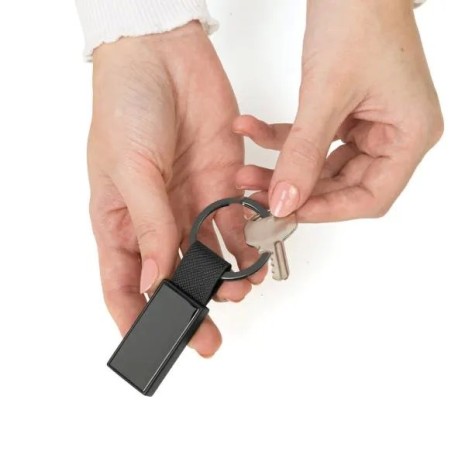 Chaveiro em Metal/Pu Cinza/Preto Personalizado