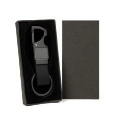 Chaveiro Mosquetão em Metal/Pu Cinza/Preto Personalizado