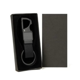 Chaveiro Mosquetão em Metal/Pu Cinza/Preto Personalizado