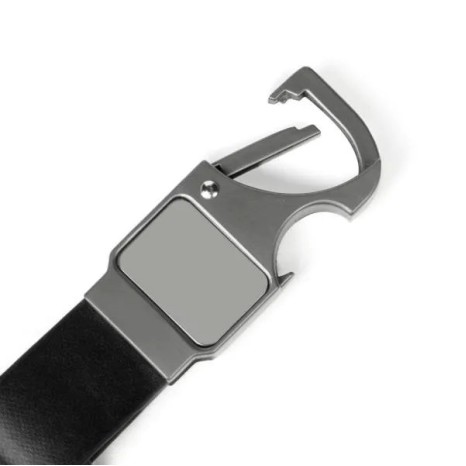 Chaveiro Mosquetão Cinza em Metal/Pu Personalizado