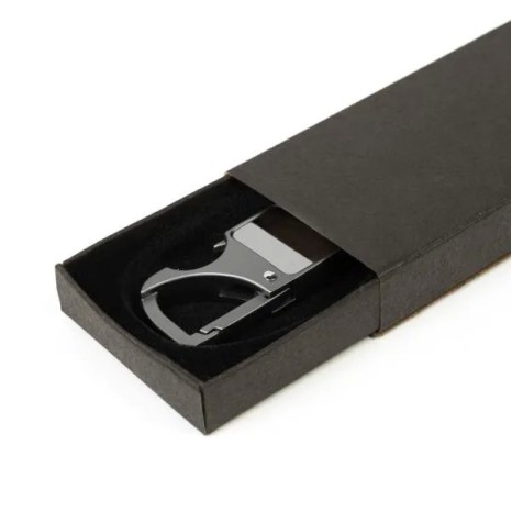 Chaveiro Mosquetão em Metal/Pu Cinza/Preto Personalizado