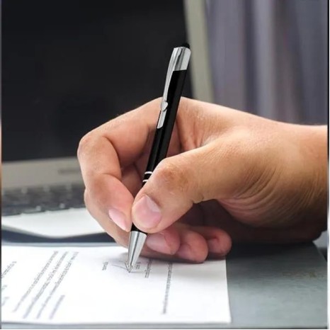 Caneta Esferográfica em Alumínio com Ponta Touch Preta Personalizada