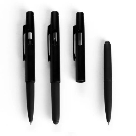 Caneta Esferográfica em Abs com Tampa e Ponta Touch Preta Personalizada