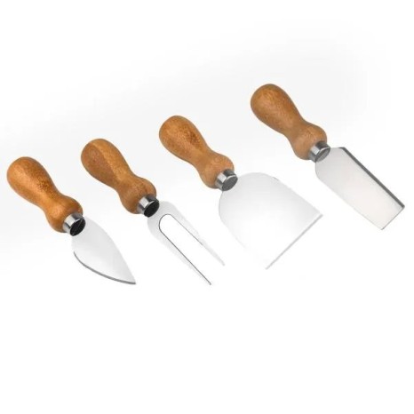 Conj para Queijo Inox/Madeira 4 Pçs com Caixa Personalizado