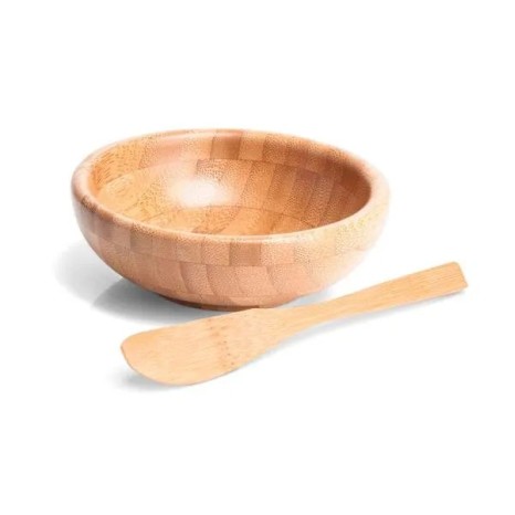 Cumbuca Redonda em Bambu com Espátula 14cm 200Ml Personalizado