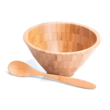 Cumbuca em Bambu com Colher de 18cm 400Ml Personalizado