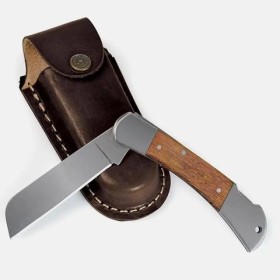 Canivete 3" Cabo com Detalhes em Madeira e Bainha em Couro Personalizado