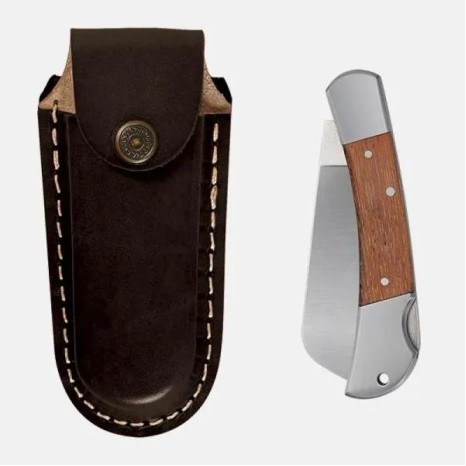 Canivete 3" Cabo com Detalhes em Madeira e Bainha em Couro Personalizado