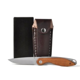 Canivete 3" com Cabo em Madeira e Bainha em Couro Personalizado