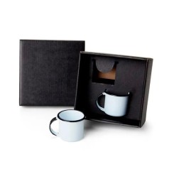 Kit Canecas em Alumínio Esmaltado Branco 70Ml 2 Pçs Personalizado