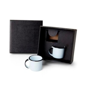 Kit Canecas em Alumínio Esmaltado Branco 70Ml 2 Pçs Personalizado